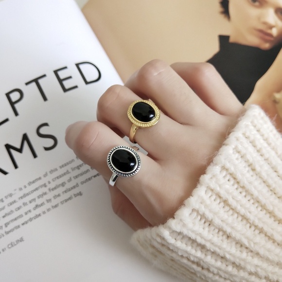 Vintage Agate Gold Plated Sterling Silver Ring - Picture 7 of 7